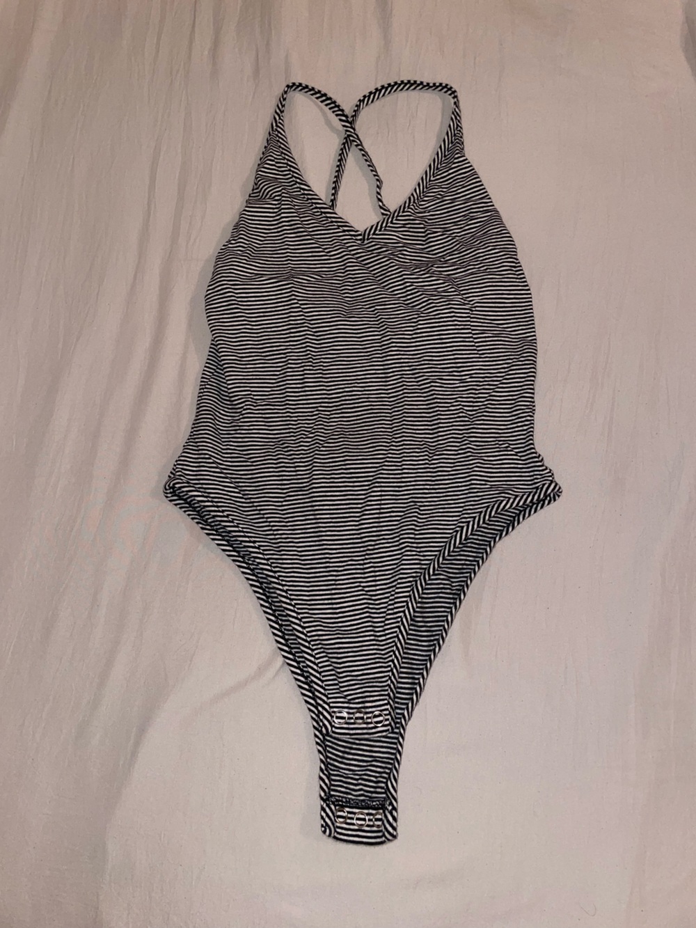 Topshop Black & White Striped Bodysuit